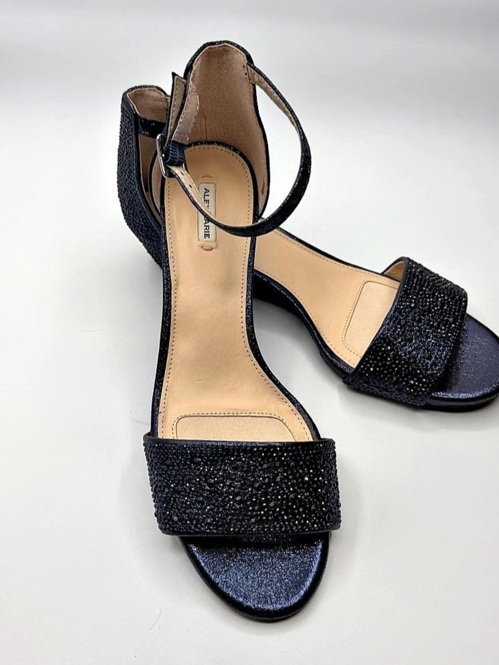 Alex Marie Makira Glitter Wedge Sandals Navy US 9, UK 7 - Picture 3 of 8